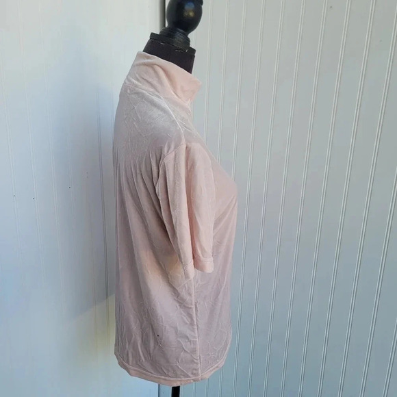 VTG Top Summit Hill Turtleneck Blush Pink Pullover Short Sleeve Mock Velvet Sz M - Picture 2 of 8